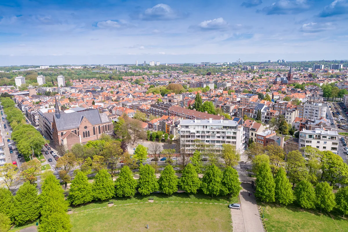 Vue aérienne des logements de la ville de Bruxelles